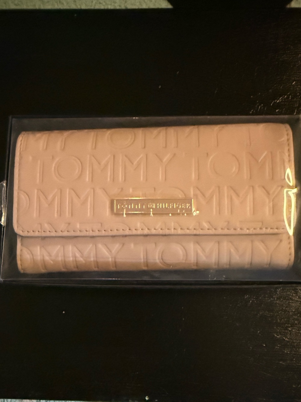 Tommy Hilfiger Blush Pink Logo Debossed checkbook clutch